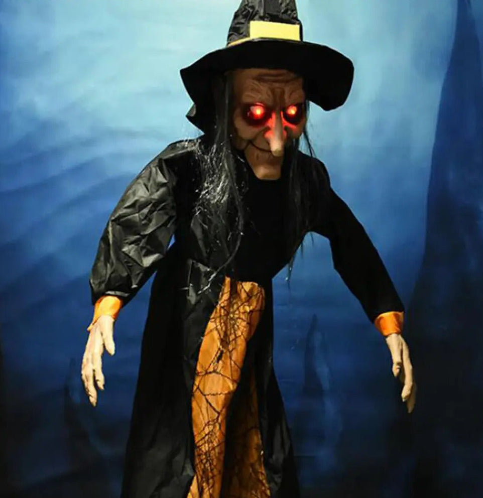 BRUJA COLGANTE DE HALLOWEEN – OJOS ILUMINADOS