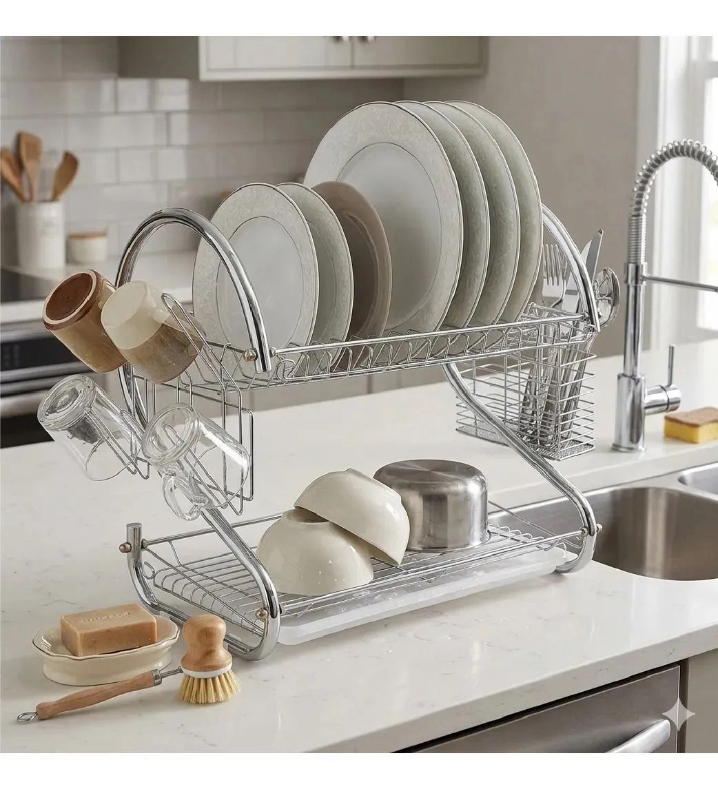 ORGANIZADOR ESCURRIDOR METALICO CON BANDEJA TIPO CISNES