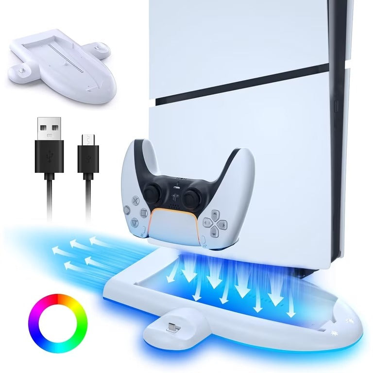 BASE CON VENTILADOR Y ESTACIÓN DE CARGA PARA PS5 ₡14.900