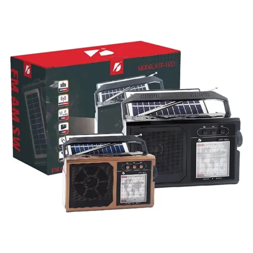 RADIO PARLANTE BLUETOOTH CON PANEL SOLAR KTF-1651