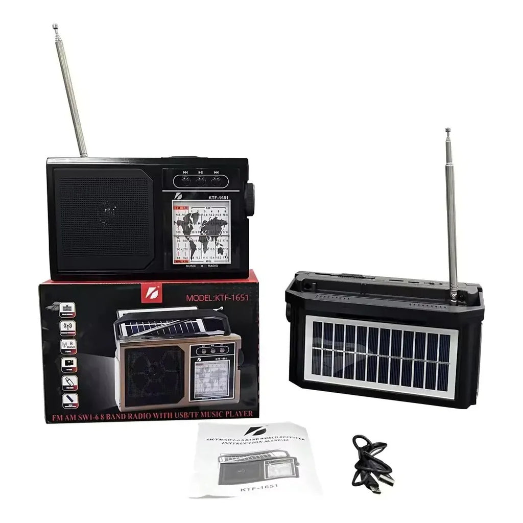 RADIO PARLANTE BLUETOOTH CON PANEL SOLAR KTF-1651