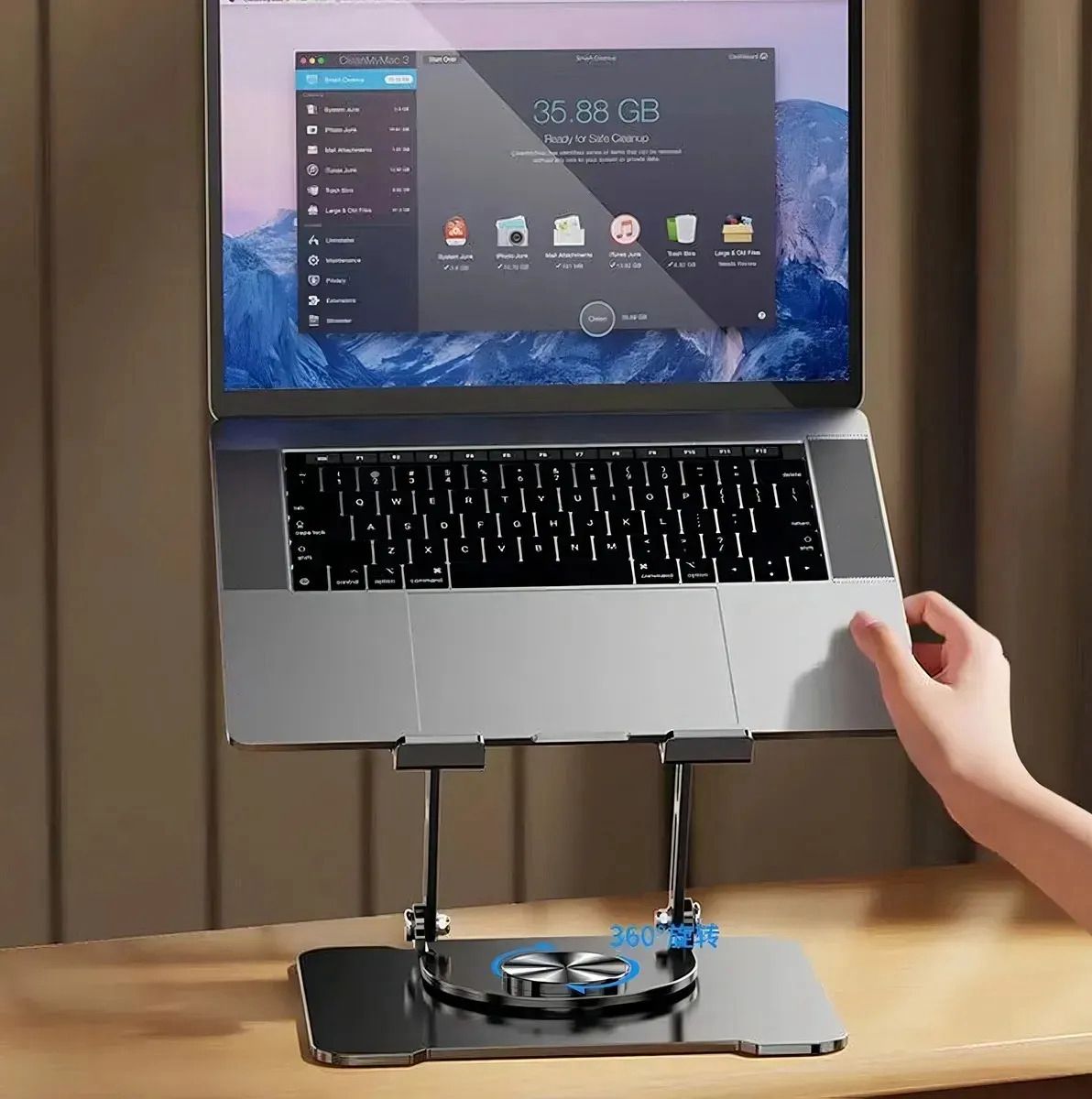 SOPORTE METÁLICO AJUSTABLE PARA LAPTOP GIRATORIO 360° HX-ZJ6119