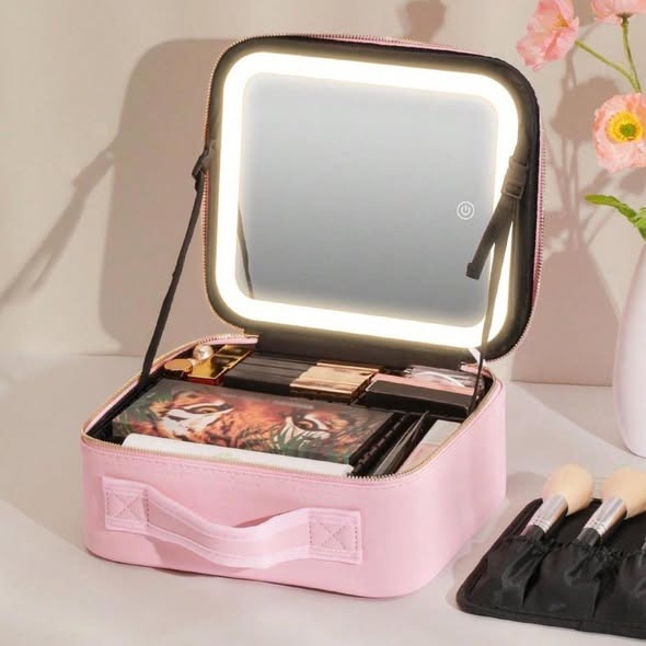 BOLSO PARA MAQUILLAJE CON ESPEJO LED