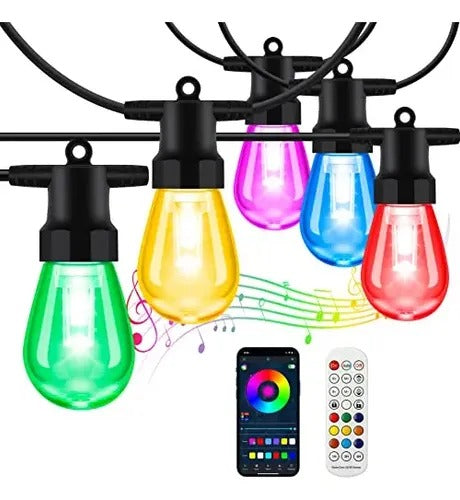 EXTENSIÓN DE BOMBILLOS 15M - 20 LUCES S14 COLORES