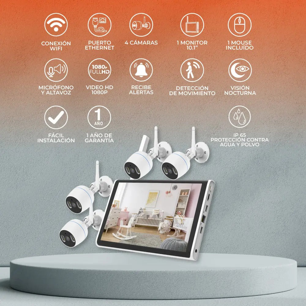 KIT NVR DE 4 CÁMARAS CON PANTALLA TV-6125HE-XMW(PD-4)