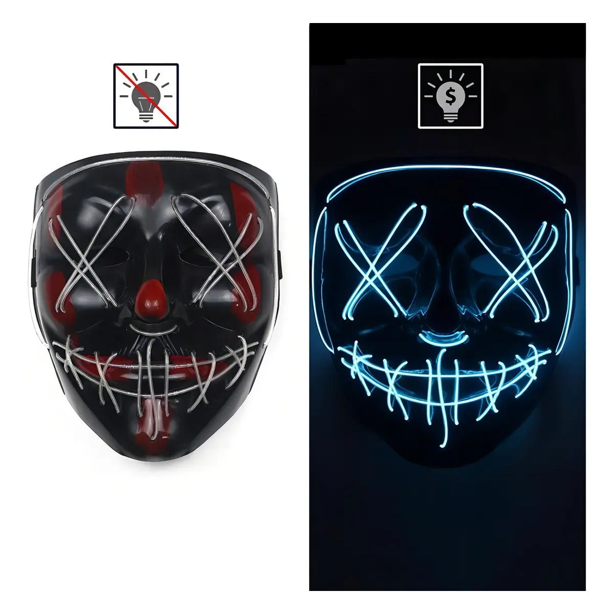 💀MÁSCARAS LED DE HALLOWEEN DISEÑO TIPO PURGE