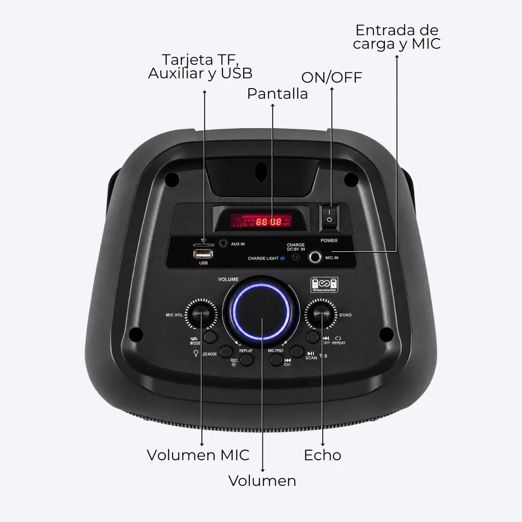 TORRE 6.5” x2 PARLANTE BLUETOOTH CON MICRÓFONO AC YX-H6630