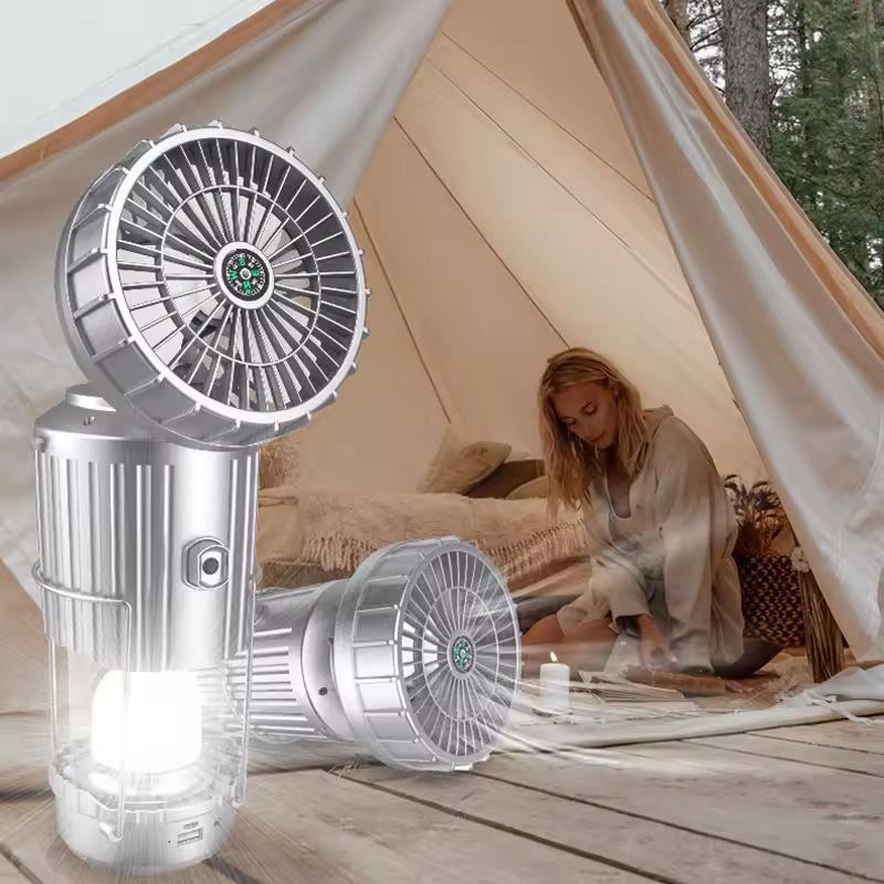 LAMPARA CON VENTILADOR Y POWER BANK SOLAR 3 EN 1