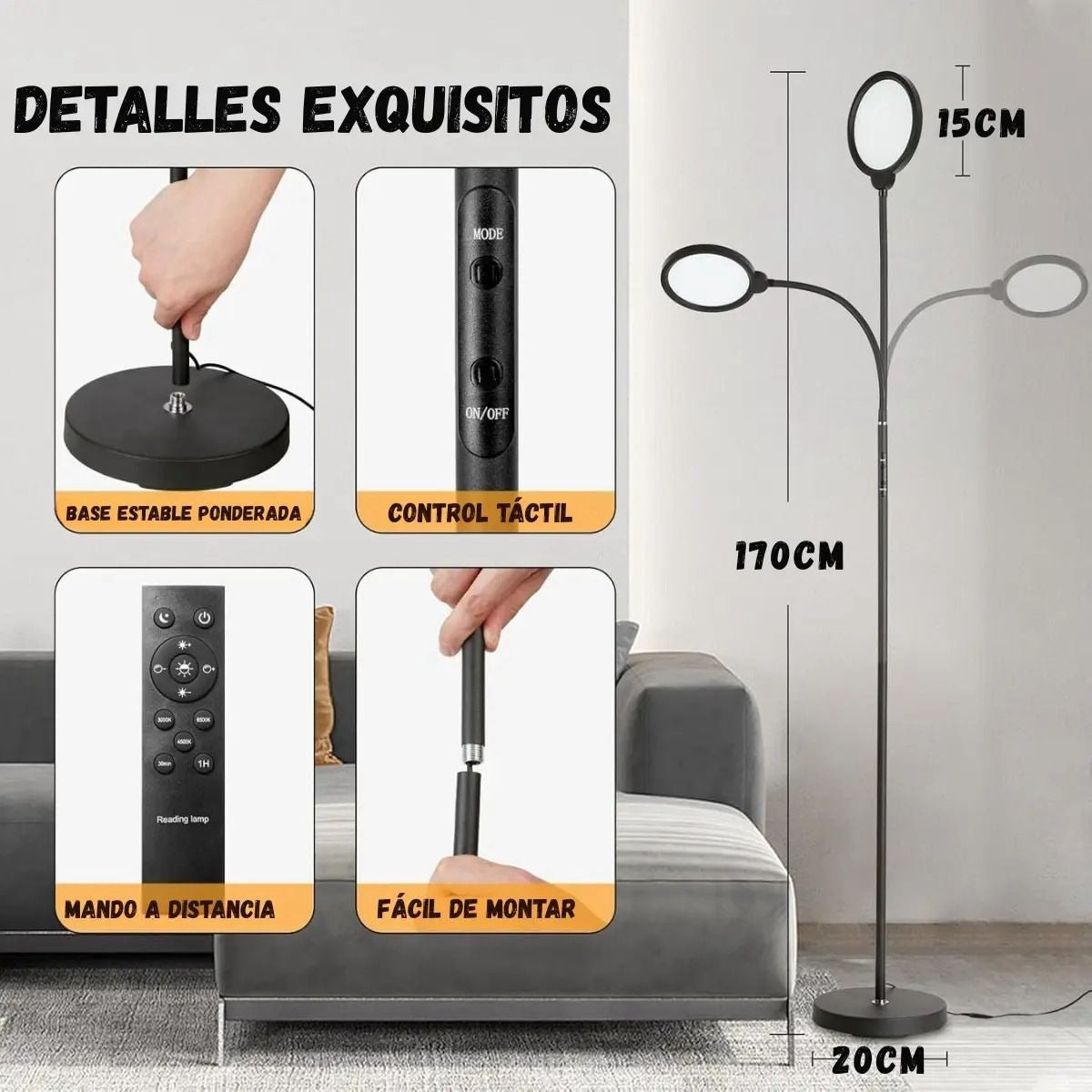 LÁMPARA DE PIE MODELO LED-Q9862