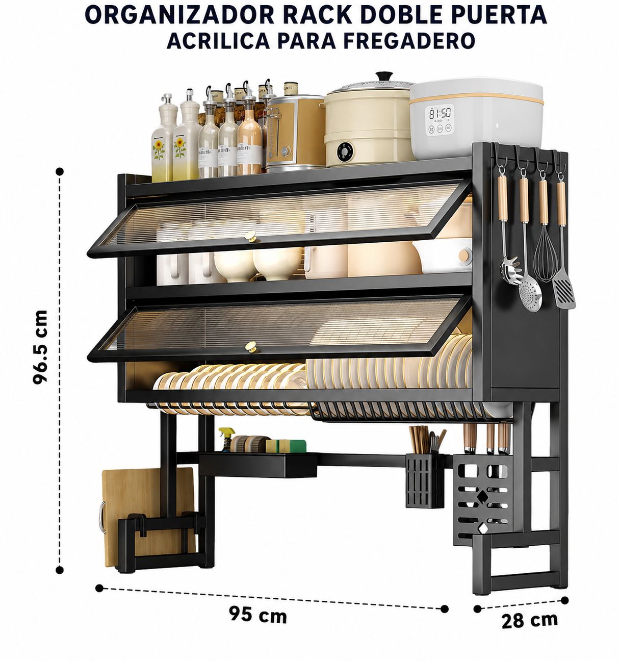 RACK PARA FREGADERO CON DOBLE TAPA ACRÍLICA