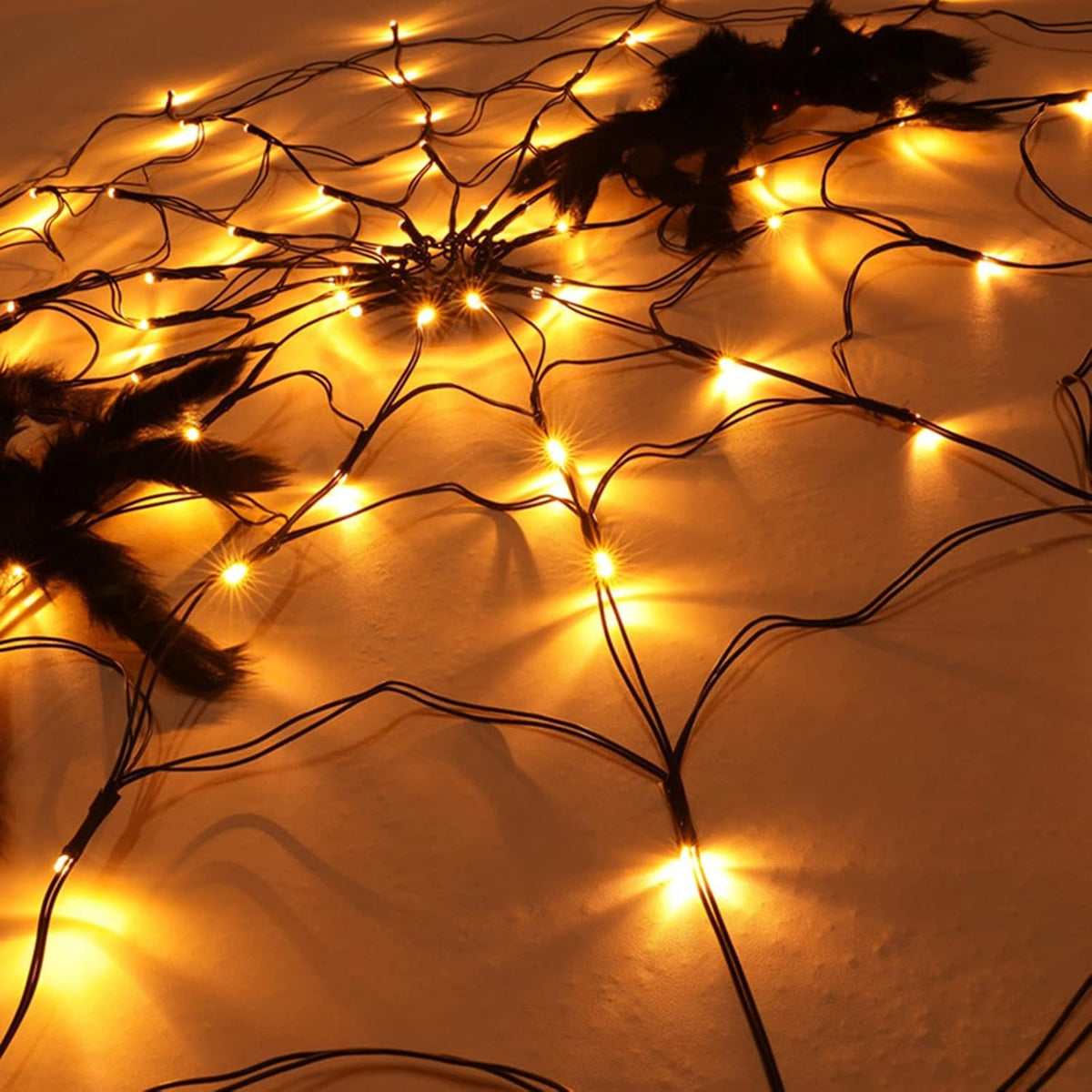 TELARAÑA CON ARAÑA Y LUCES LED 100 CM HALLOWEEN