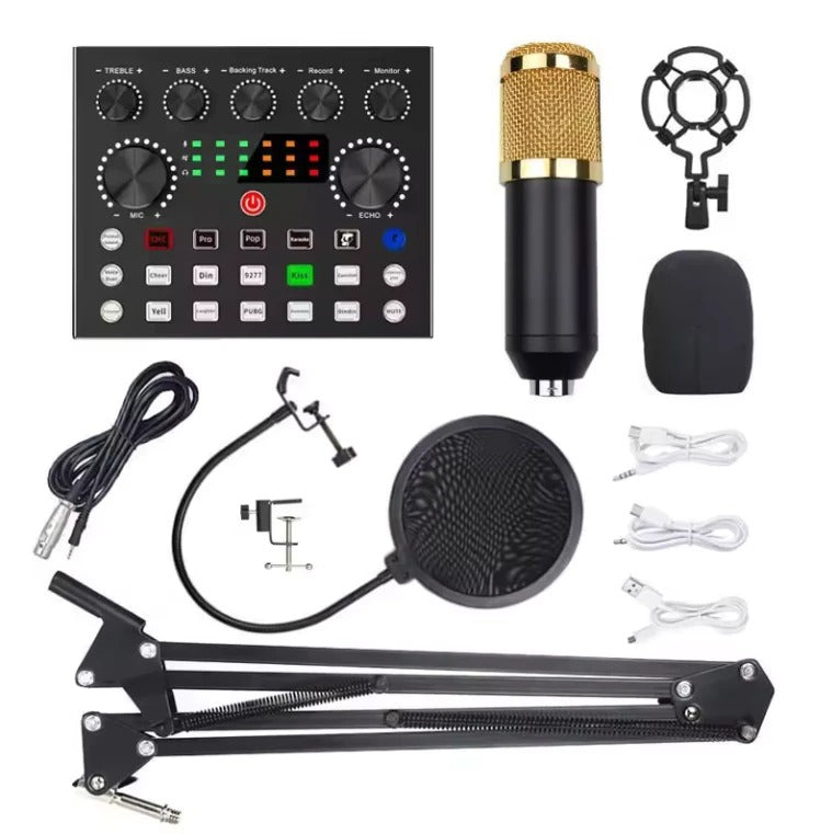 MICRÓFONO CONDENSER + TARJETA DE SONIDO BLUETOOTH BM-800 + V8STZ