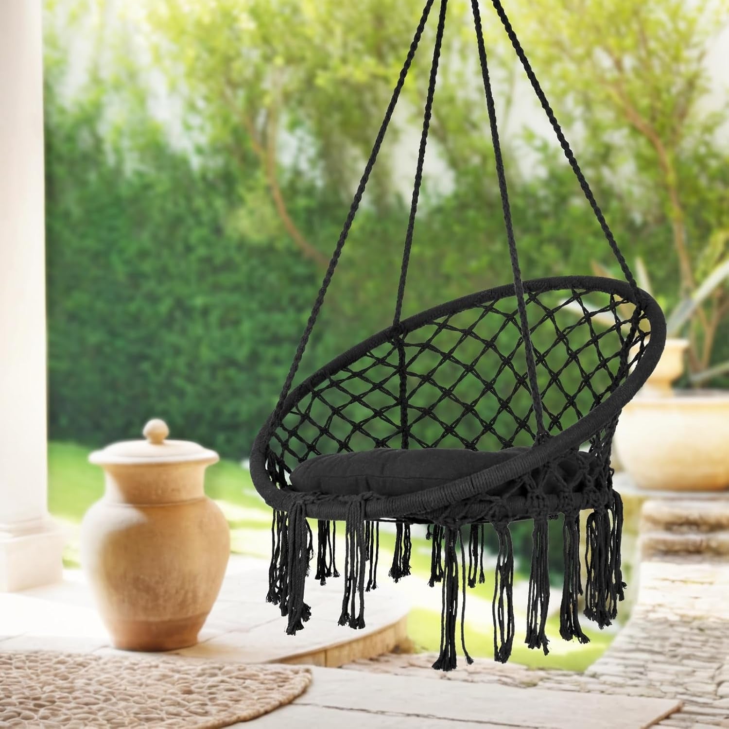 SILLA COLGANTE TIPO HAMACA CON COJÍN FEL012604027