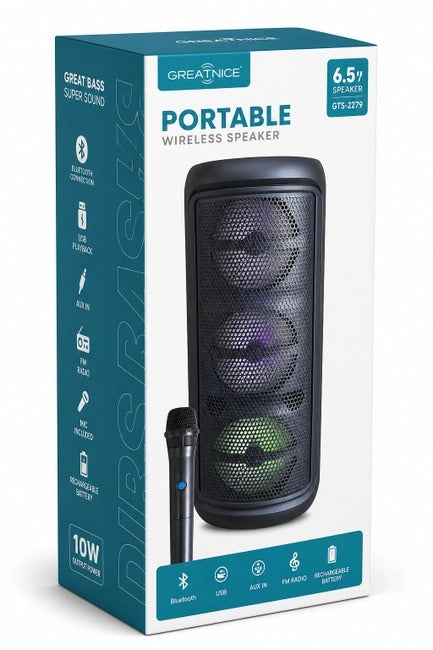 PARLANTE TRIPLE 6.5” BLUETOOTH CON MICRÓFONO INALÁMBRICO GTS-2279