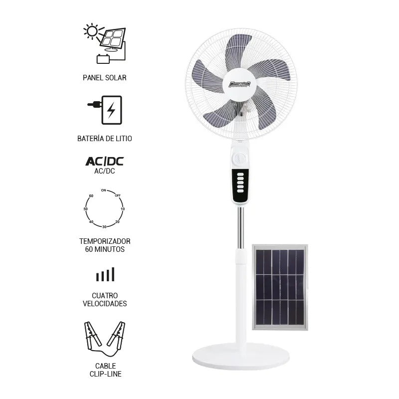 VENTILADOR CON PANEL SOLAR 16" CON LUZ SQ-FS188
