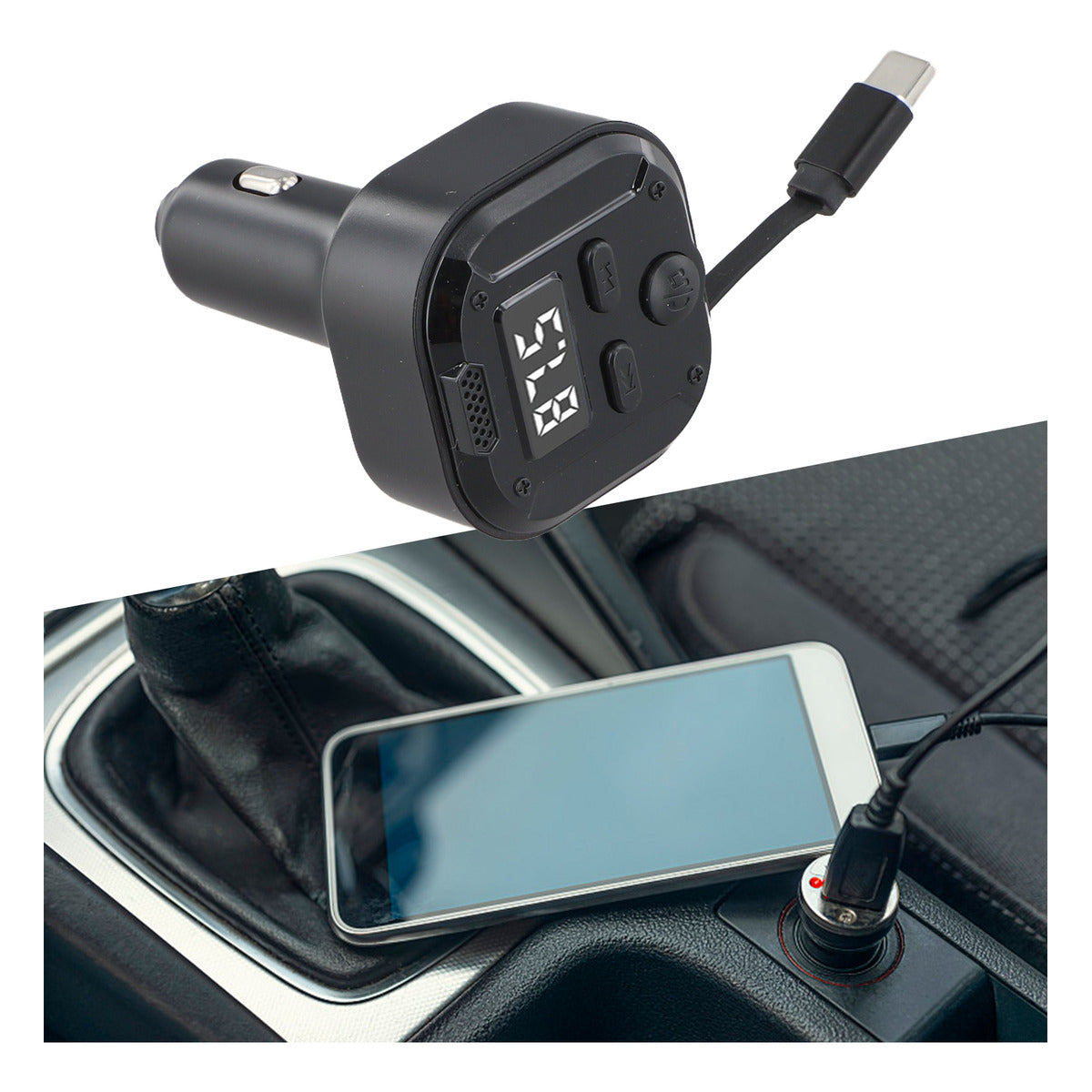 TRANSMISOR FM BLUETOOTH + CARGADOR RÁPIDO PD 45W