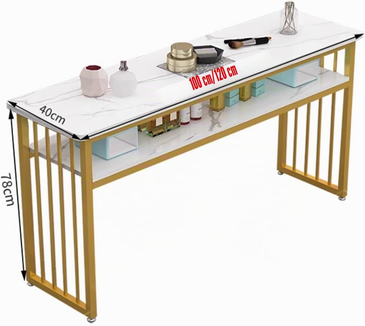 MESA DE MANICURE DE LUJO CON CAJONES Y REPISAS SF1300
