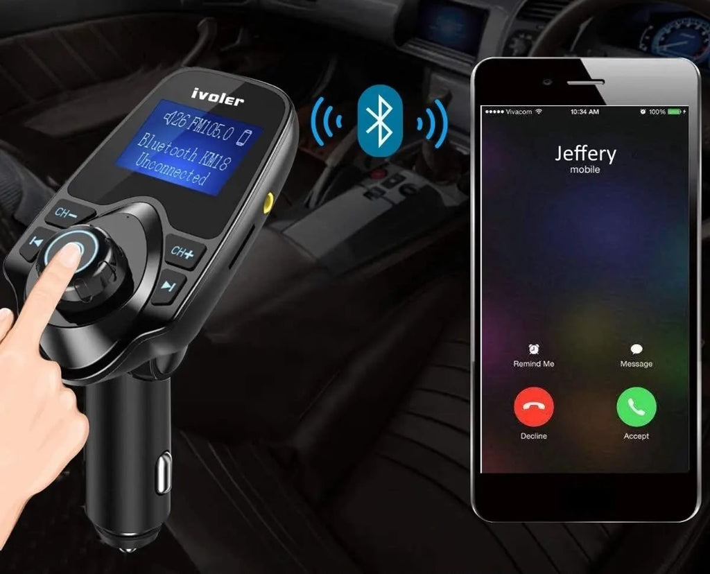TRANSMISOR FM BLUETOOTH + CARGADOR USB MP3