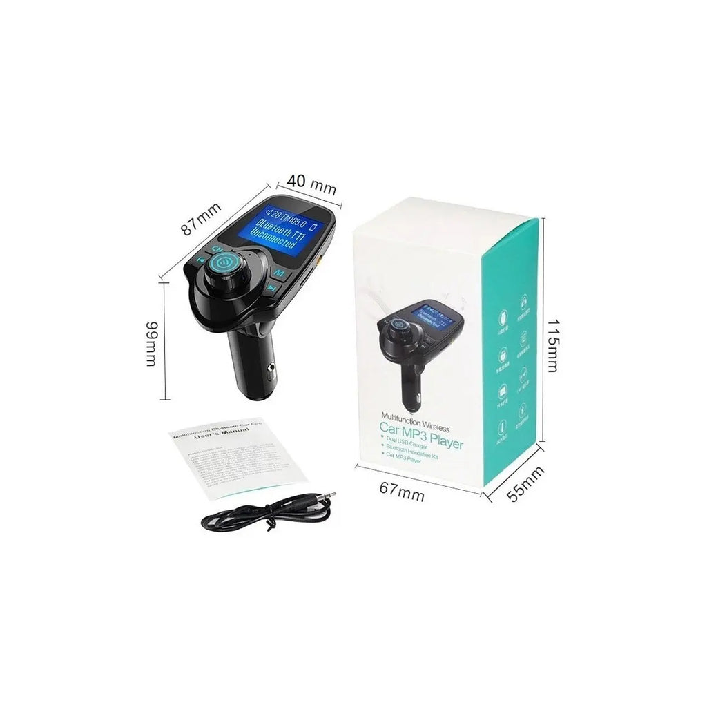 TRANSMISOR FM BLUETOOTH + CARGADOR USB MP3