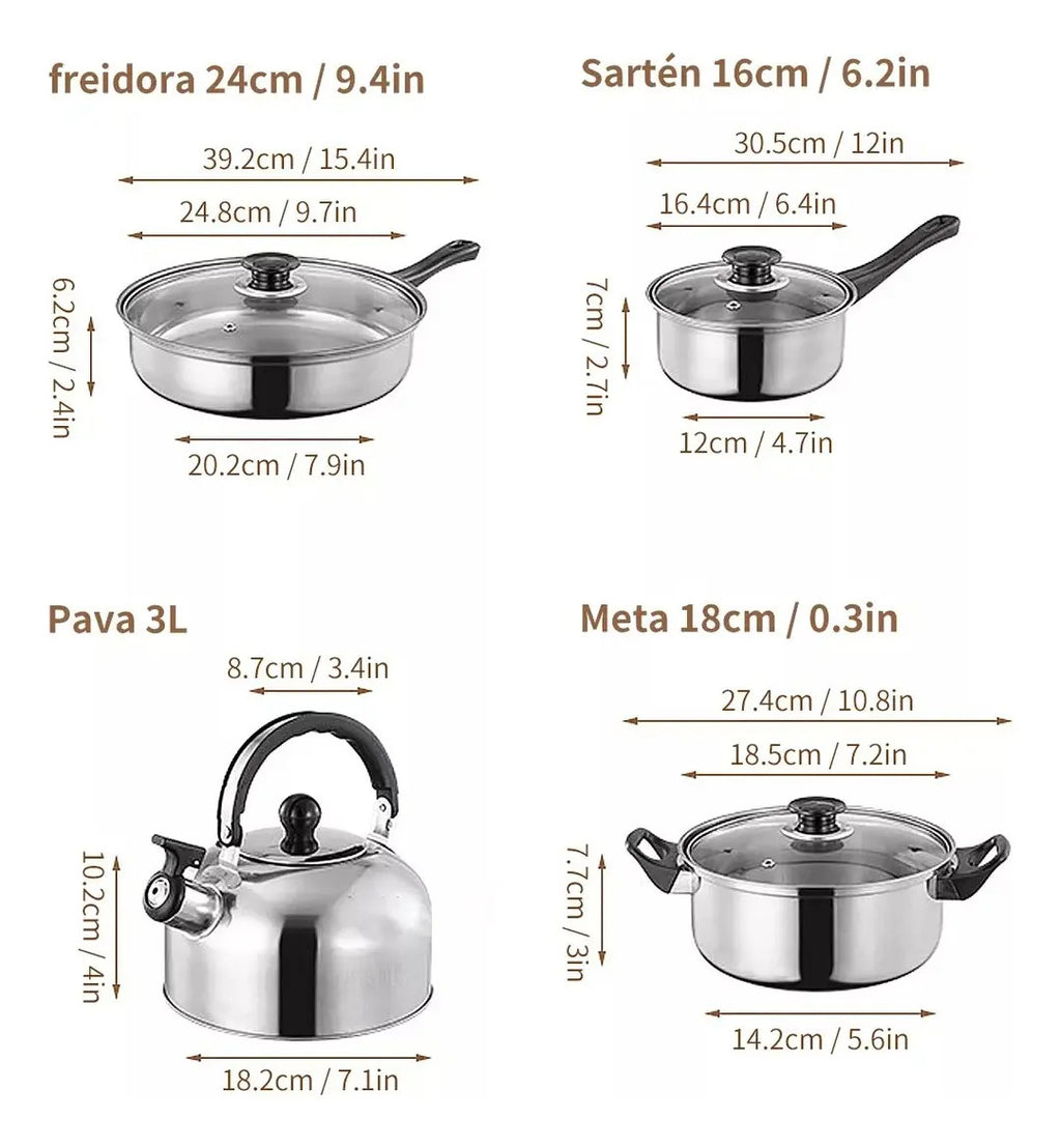 SET DE OLLAS 6 PIEZAS CON TETERA SHENGBIDE