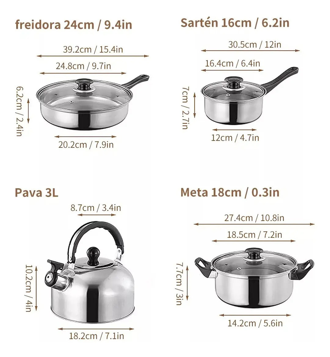 SET DE OLLAS 6 PIEZAS CON TETERA SHENGBIDE
