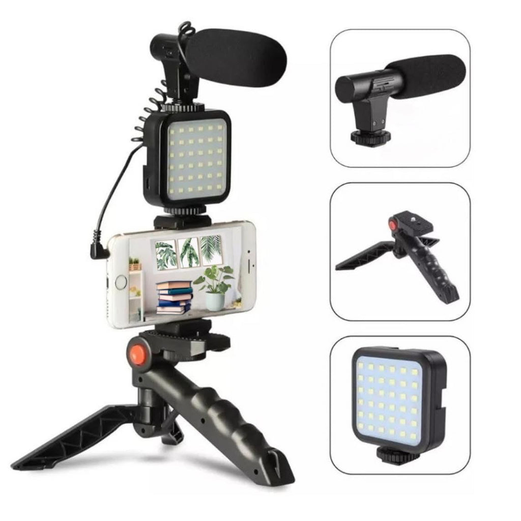 KIT DE VÍDEO PROFESIONAL CON LUZ Y MICRÓFONO