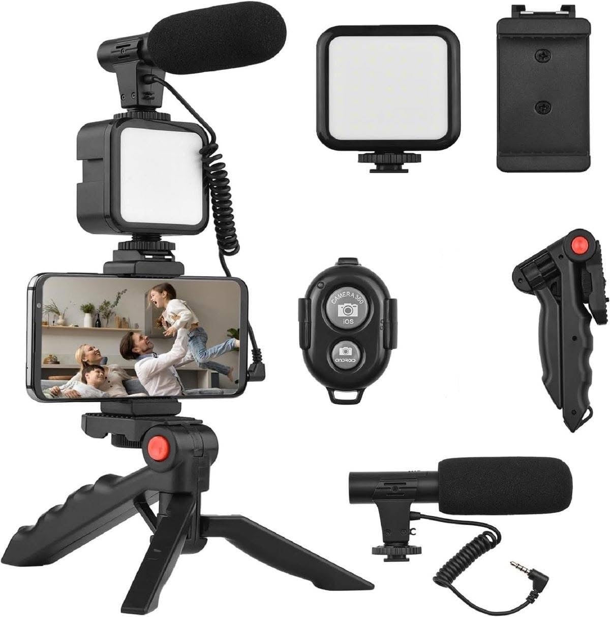 KIT DE VÍDEO PROFESIONAL CON LUZ Y MICRÓFONO