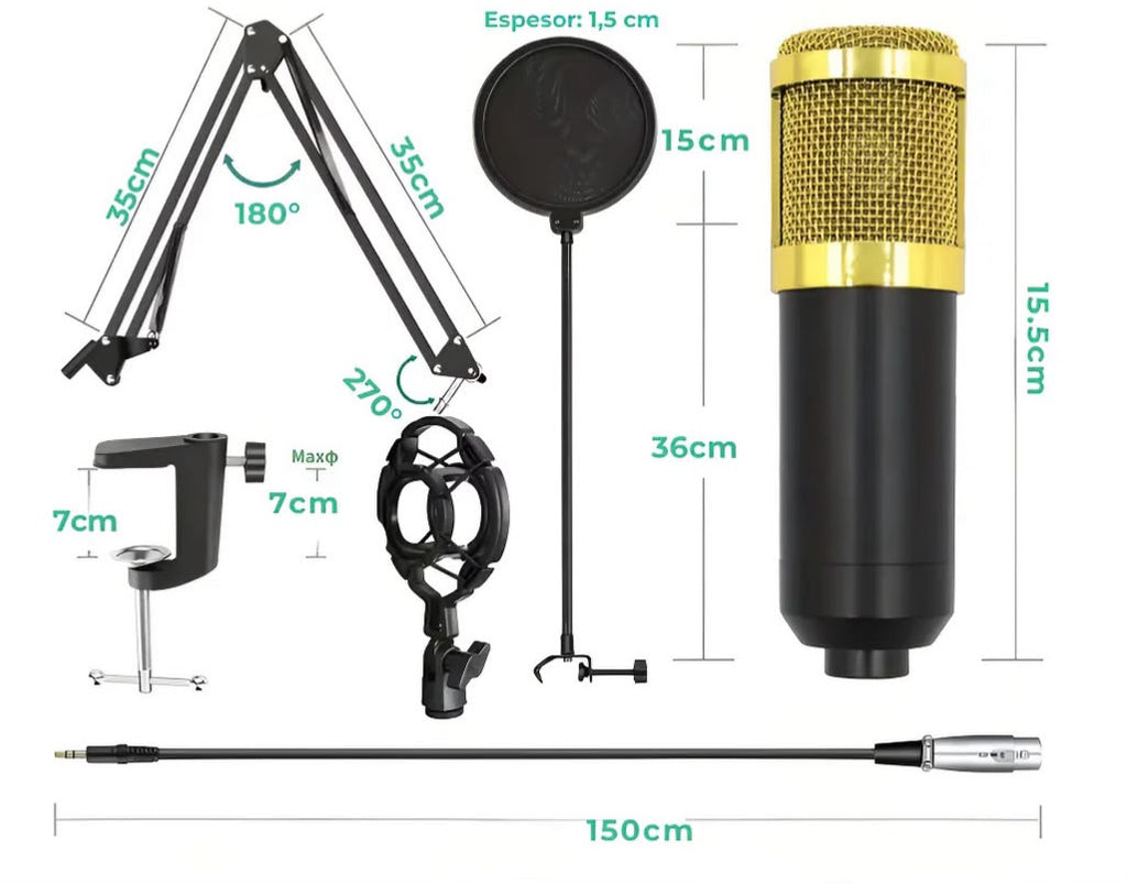 MICRÓFONO CONDENSADOR BM-800 + CONSOLA V8STZ