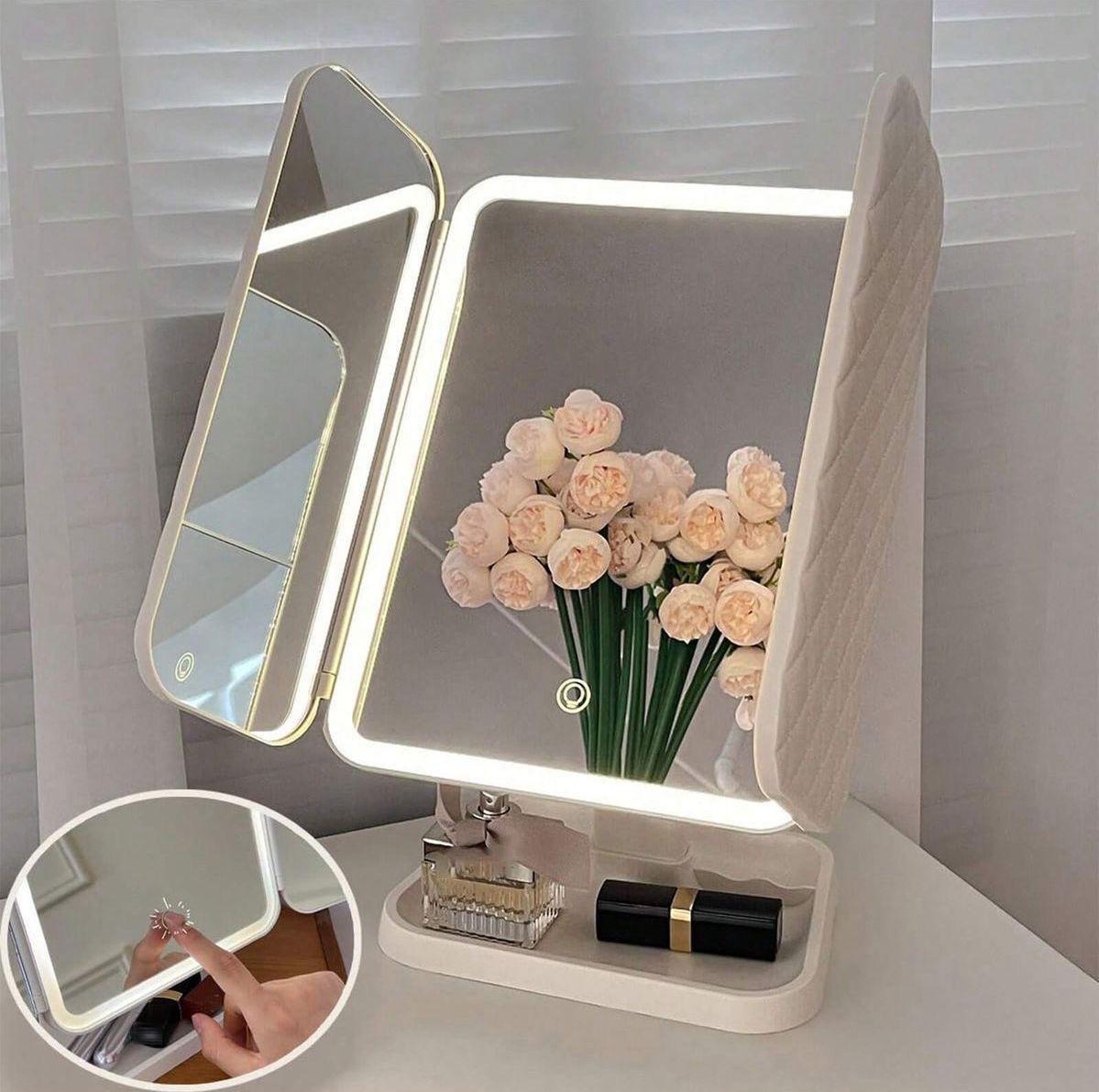 ESPEJO PLEGABLE CON LED Y ZOOM