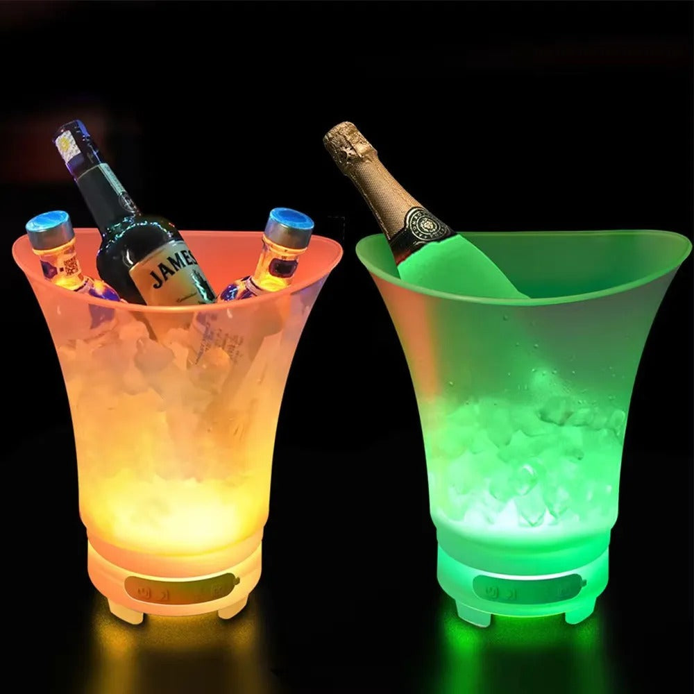 HIELERA CUBETA CON PARLANTE Y LED