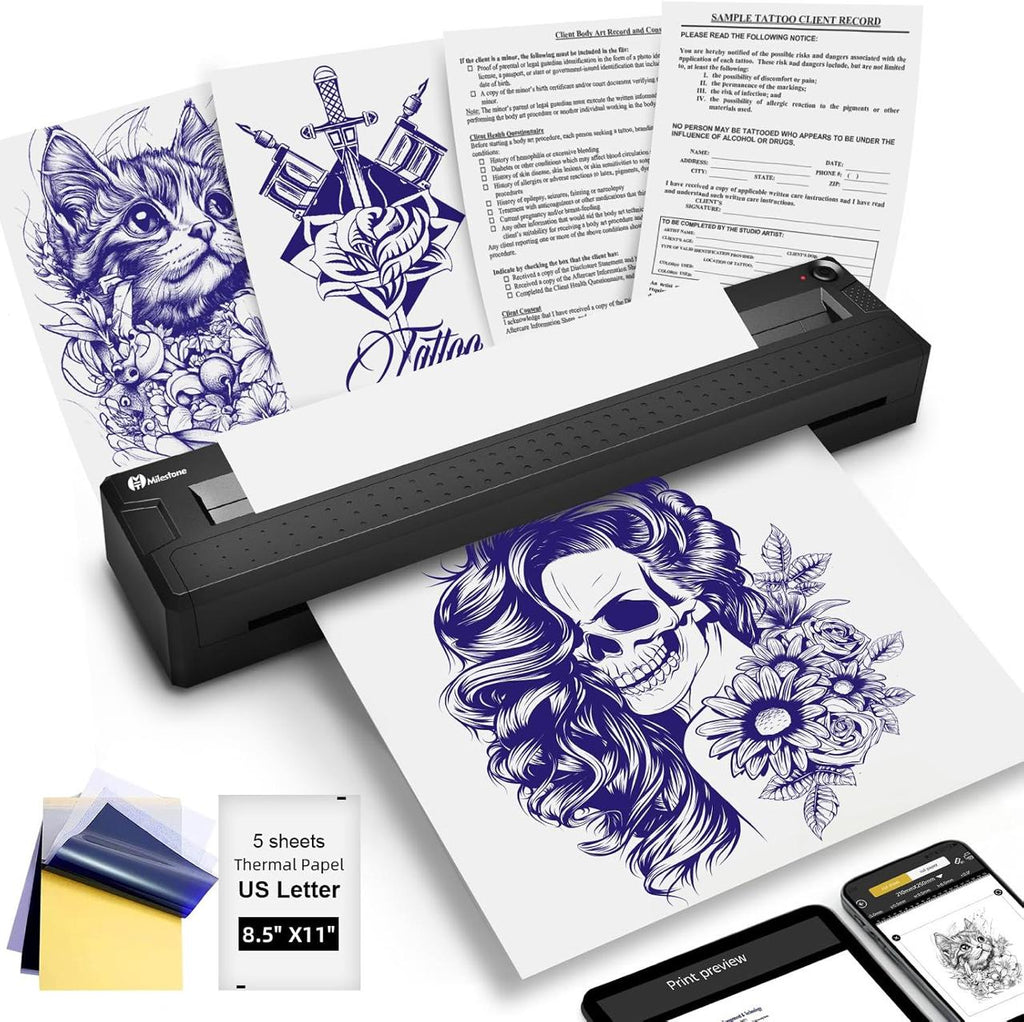 IMPRESORA TÉRMICA PORTÁTIL PARA PLANTILLAS DE TATUAJES Y DOCUMENTOS A4 MHT-M8