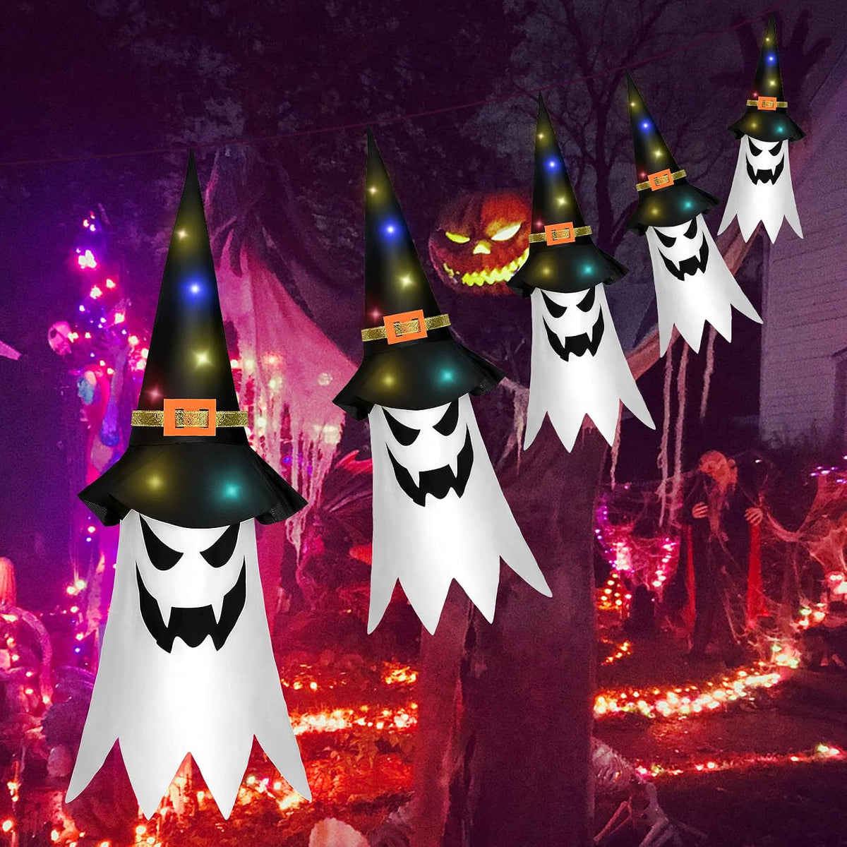 GUIRNALDA DE FANTASMAS CON LUCES LED HALLOWEEN