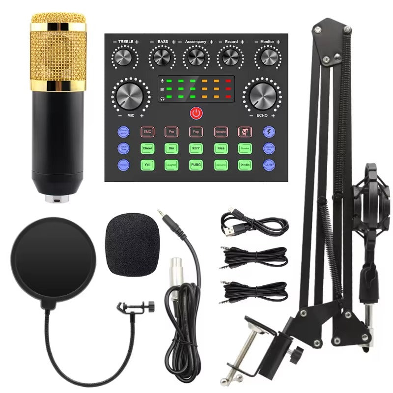 MICRÓFONO CONDENSER + TARJETA DE SONIDO BLUETOOTH BM-800 + V8STZ