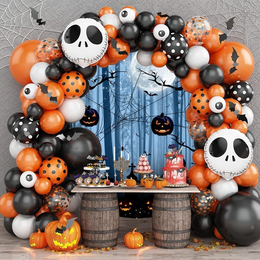 SET DE 61 PZAS GLOBOS CON FONDO DE BRUJA FELIZ HALLOWEEN WS-031