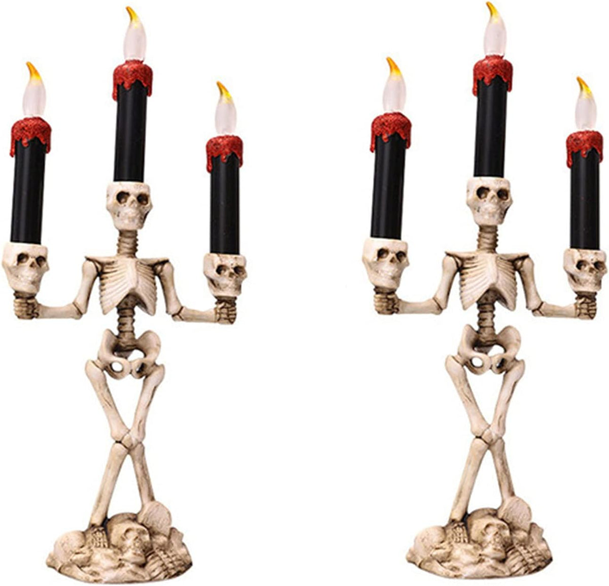 CANDELABRO DE ESQUELETO CON 3 VELAS LED HALLOWEEN