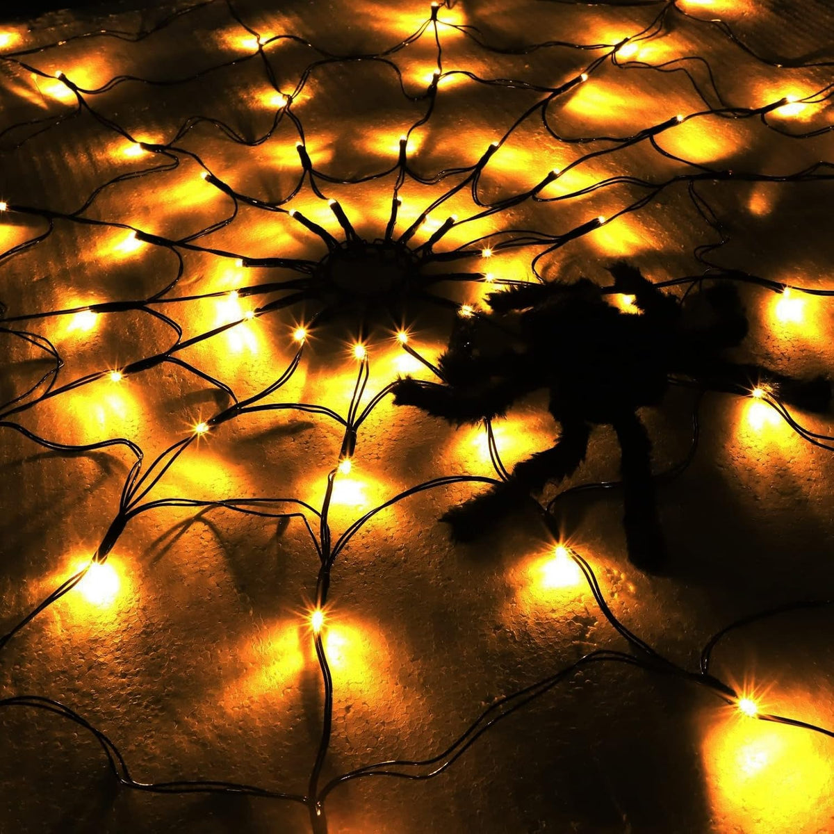 TELARAÑA CON ARAÑA Y LUCES LED 100 CM HALLOWEEN