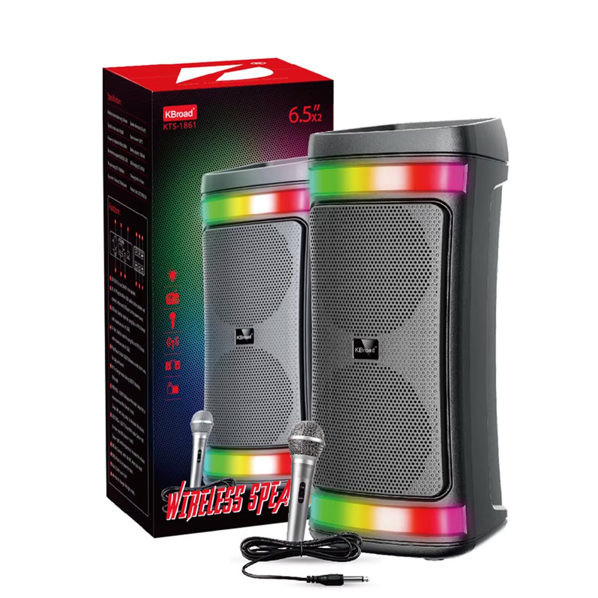 PARLANTE CON LUCES RGB CON MICRÓFONO MODELO KTS 1861