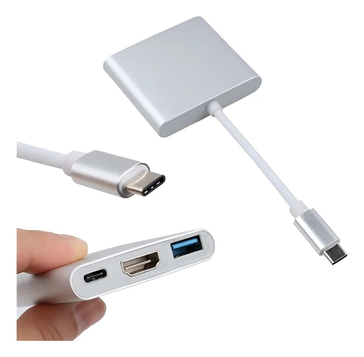 ADAPTADOR MULTIPUERTO USB-C 3 EN 1 CQT-D12