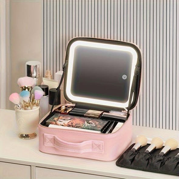 BOLSO PARA MAQUILLAJE CON ESPEJO LED