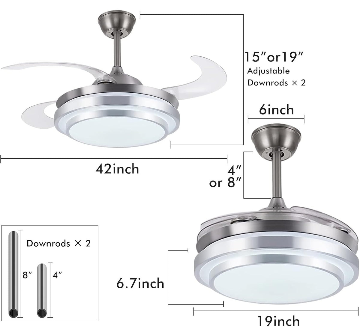 VENTILADOR DE TECHO CON LÁMPARA LED 42" FEL2411182