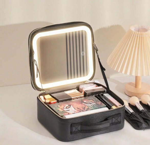 BOLSO PARA MAQUILLAJE CON ESPEJO LED
