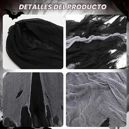 DISFRAZ PONCHO DE TELA NEGRO Y GRIS
