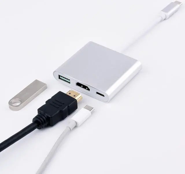 ADAPTADOR MULTIPUERTO USB-C 3 EN 1 CQT-D12
