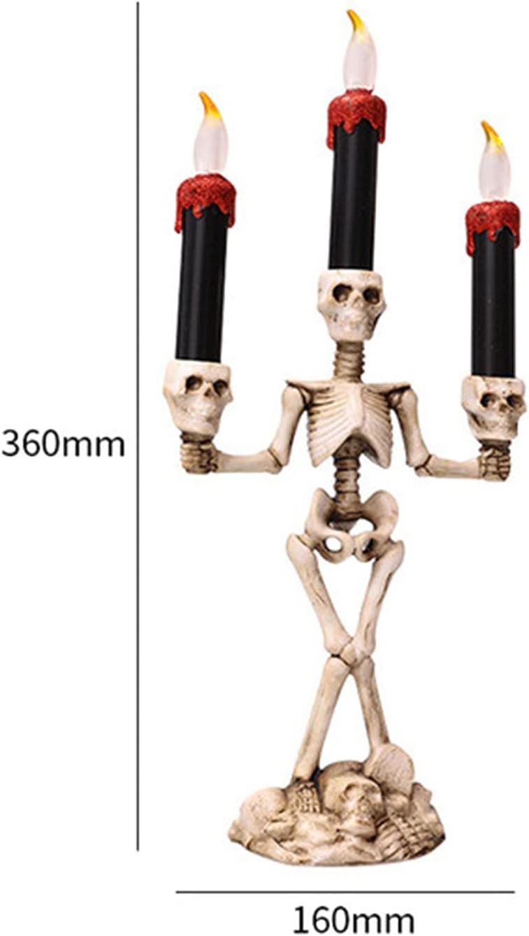 CANDELABRO DE ESQUELETO CON 3 VELAS LED HALLOWEEN
