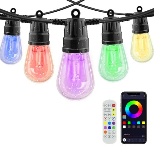 EXTENSIÓN DE BOMBILLOS 15M - 20 LUCES S14 COLORES
