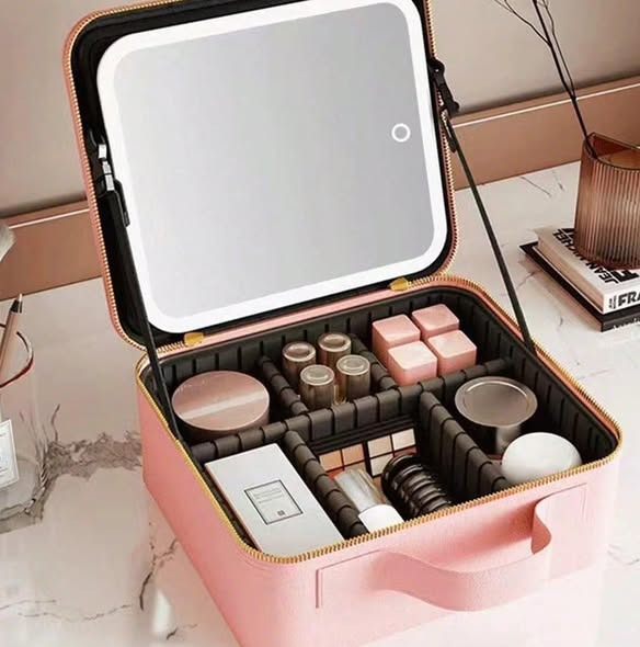 BOLSO PARA MAQUILLAJE CON ESPEJO LED