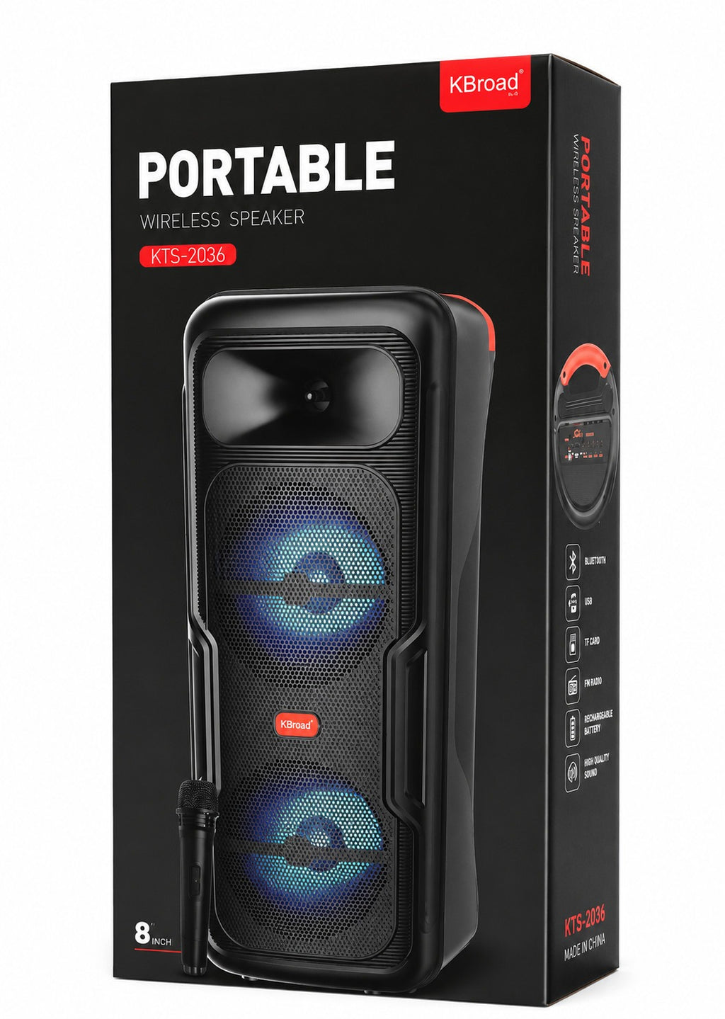 PARLANTE BLUETOOTH CON MICRÓFONO 8” KTS-2036