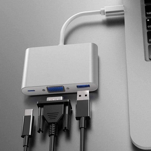 ADAPATADOR MULTIPUERTO USB-C MODELO CQT D13 3 EN 1
