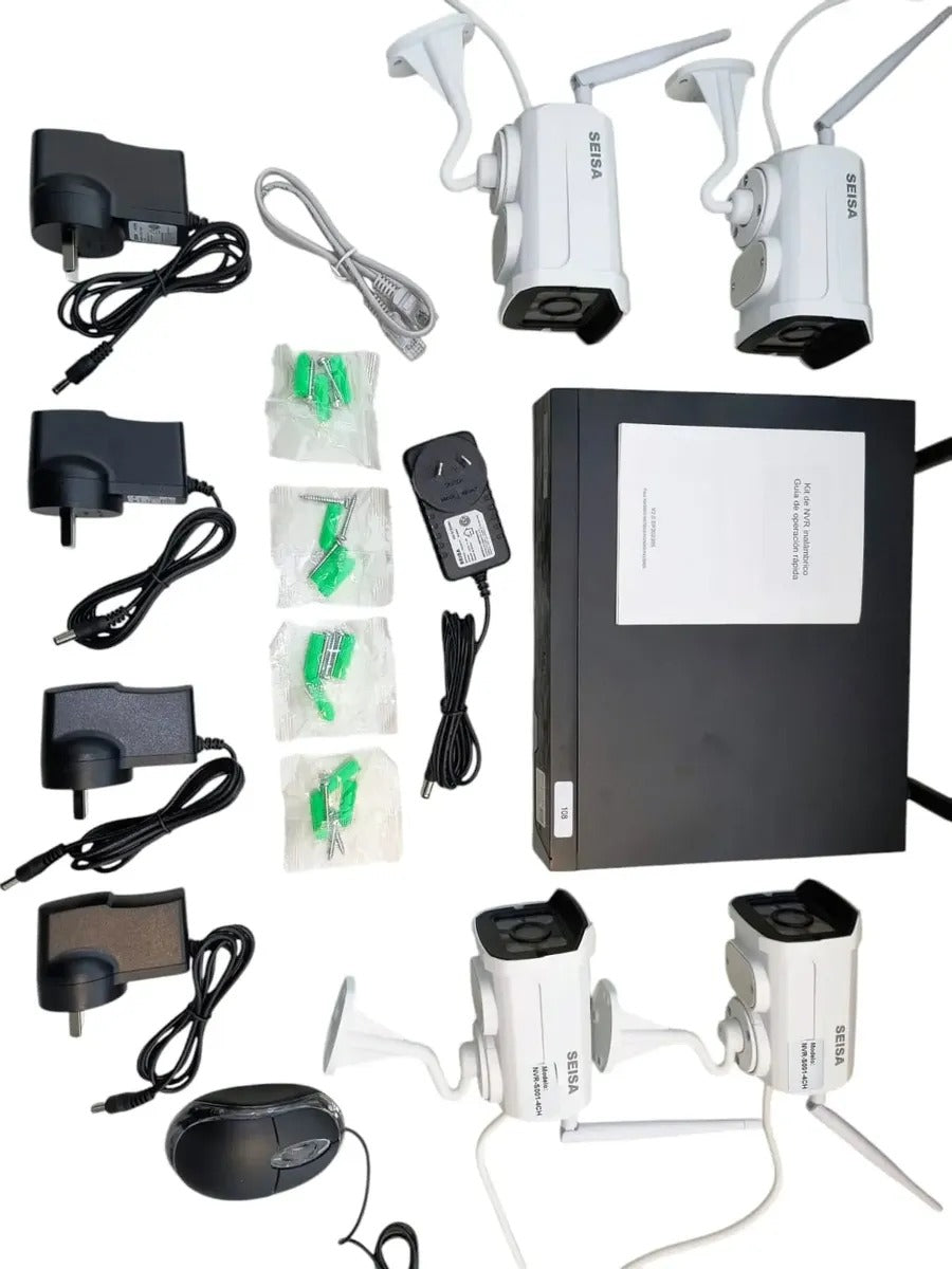 KIT NVR 4 CÁMARAS INALÁMBRICAS (WIFI) + DISCO DURO 500GB
