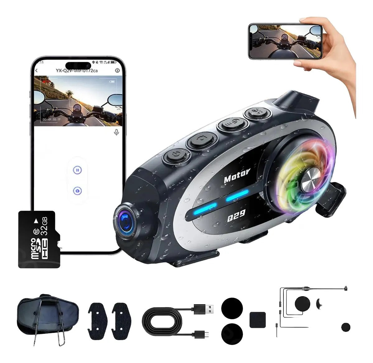 INTERCOMUNICADOR PARA CASCO DE MOTO CON CAMARA MT-Q29